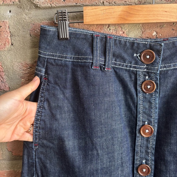 Boden Dark Blue Button-Front Pencil Skirt - Picture 4 of 8